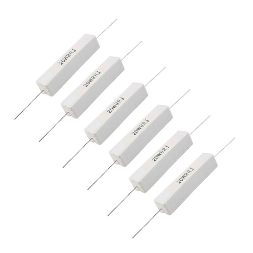 6 Pcs Wire Wound Ceramic Cement Resistor 8 Ohm 20W 5%
