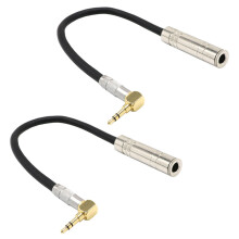 2X 6.35 Female Mono to 3.5 Male Plug Jack Stereo Hifi Mic Audio Extension Cable Short 90 Degree Angled Audio Cable