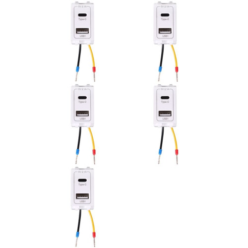 5X New USB Type-C Dual Port Power Module 220V Socket 5V 2.1A Phone Charging Module Transformer Charging Power Adapter