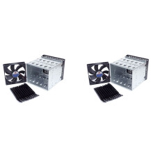2X Opslaguitbreiding Harde Schijf Kooi DIY Harde Schijf Schijfkooi Rek 5,25 Inch Tot 5 x 3,5 Inch Beugel met 12 cm Ventilator