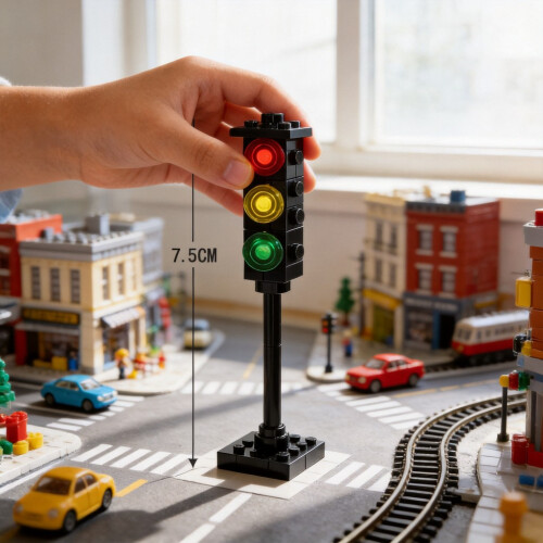 (Straight)Construction Block Traffic Light Set For Creative Play And Modeling Railway 1