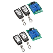 2X Commutateurda Télécommande Sans Fil Universel Module Récepteurda Relais 12V 4CH avec émetteur à Distance RF 4 Canaux 433 Mhz