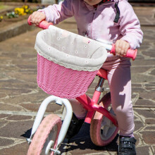 (Pink) Kids Bike Basket Bike Storage Basket with Cloth Lining Bike Hanging Basket,Front