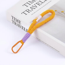 (Orange + Light Purple) Simple mobile phone lanyard, colorful plush braided keychain lanyard, mobile phone strap, water bottle strap pendant