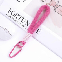 (Rose red + pink) Colorful plush phone strap, doll keychain, bag charm, phone case charm