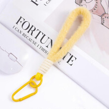 (Light yellow + off-white) Colorful plush phone strap, doll keychain, bag charm, phone case charm