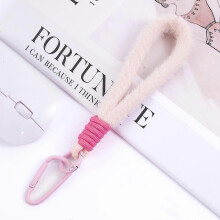 (Light pink + rose red) Colorful plush phone strap, doll keychain, bag charm, phone case charm