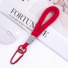 (Red + Gray) Colorful plush phone strap, doll keychain, bag charm, phone case charm