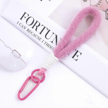 (Light pink + white) Colorful plush phone strap, doll keychain, bag charm, phone case charm
