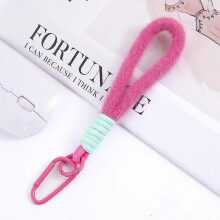 (Rose Red + Orchid) Colorful plush phone strap, doll keychain, bag charm, phone case charm