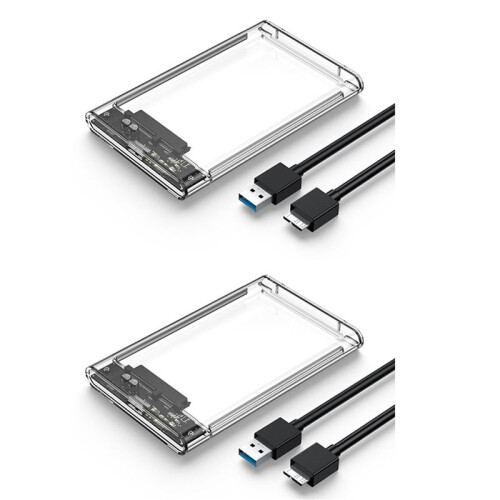 2X Caixa HDD Branca Transparente para Caixa Rígida Caixa de Disco Rígido de 2,5 Polegadas  para USB 3.0 Tipo-C 3.1 Caixa de Disco Rígido Externo