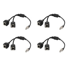 4X Câble Répartiteur Ethernet RJ45, 1 Câble de Connecteur Ethernet Mâle à 2 Femelle Adapté Cat5, Adaptateur de Prise Ethernet LAN Cat6