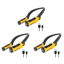 3X Rechargeable USB Reading Lamp Neck Book Light, 2 Brightness Levels, Bendable Arms for Reading, Camping, Repairing