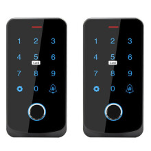 2X Tuya APP Zugangskontrolltastatur -Fernbedienung RFID IC M1-Karte Fingerabdruck-Zugangstastatur TF9-Tuya Schwarz