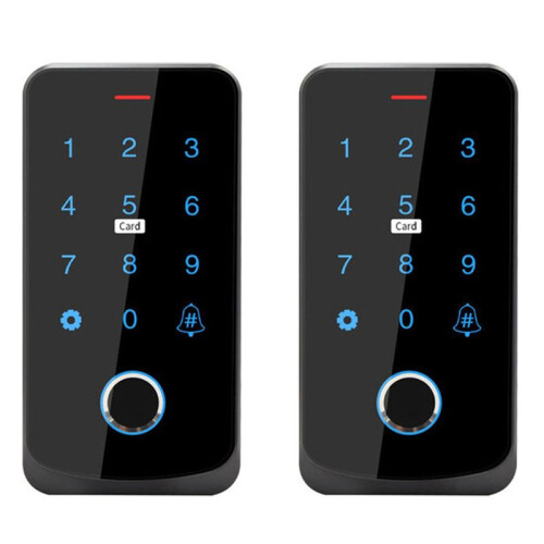2X Tuya APP Access Control Keyboard  Remote Control RFID IC M1 Card Fingerprint Access Keypad TF9-Tuya Black