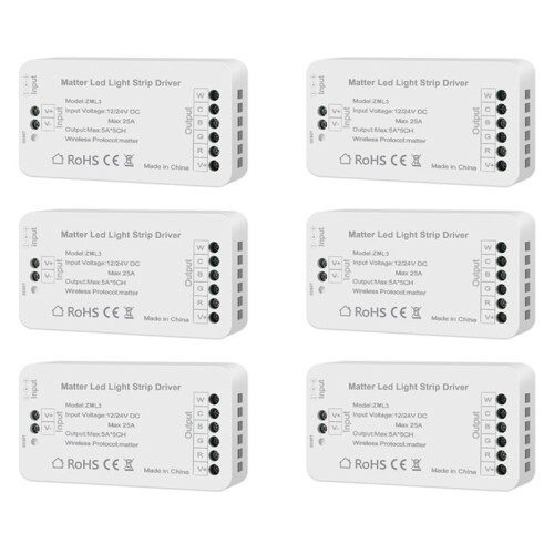 6X Matter Wifi LED Strip Light Controller RGBCW Controller LED Strip Bixb/Siri/for  Home/for Alexa Control Support
