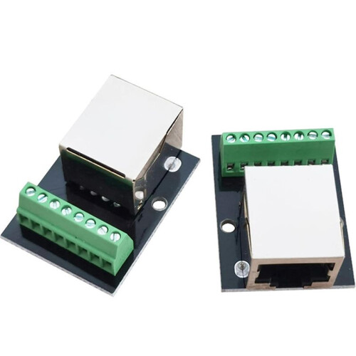 16PCS RJ45 Ethernet Female Socket Connector Breakout Board,2.54mm Connector Board Shielded Network Adapter Terminal 2