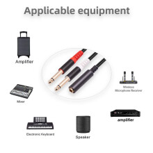 3 Szt. 6,35 mm 1/4 Cala Stereo TRS Żeński na 2 Podwójne 6,35 mm Mono TS Męski Kabel Rozgałęźny Y Kabel Adaptera Audio