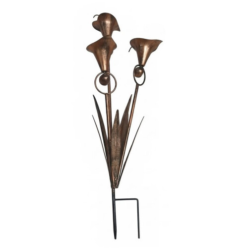 Artificial Calla Lily-Garden Stake 3  Flamed Copper Iron Decor Flower Stake 1