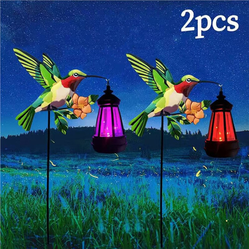 2 Pcs Color Changing Solar  Lanterns Outdoor Garden Yard Lights Decor 1