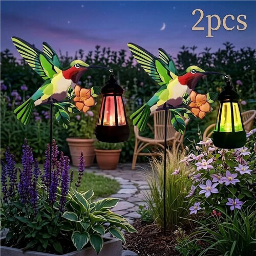 2 Pcs Color Changing Solar  Lanterns Outdoor Garden Yard Lights Decor 2