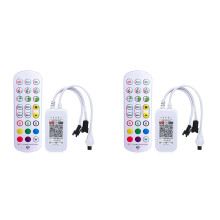2X Controlador  WS2812B para Tira de Luz LED Direccionable 5050 Cinta LED RGB 24 Teclas Controlador Inteligente de Música Remota