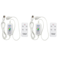 2 Sets 1,5 M Multifunctionele USB-Verlengkabel voor 5 V USB-Ventilator met LED-Lamp met een Timer van 2-12 Uur op de UIT-Schakelaar