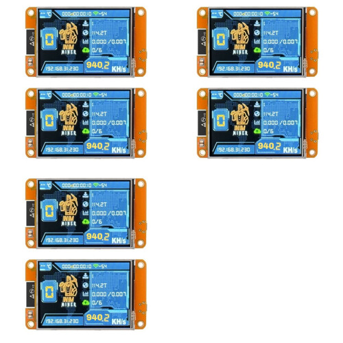 6 Peças NMMiner NerdMiner V2 940KH/S Hashrate BTC Solo Lottery Miner ESP32 2,8 Polegadas Display Bitcoin Crypto Lottery Miner