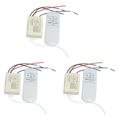 3X Wireless /OFF 1 Way 220V Lamp Remote Control  Receiver Transmitter Controller Lamp Home Replacements Parts
