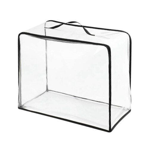 (E) Clear Large Capacity Storage Bag, See-Through Organizer Bag, 3D Foldable Storage Pouch for Clothes & Accessories