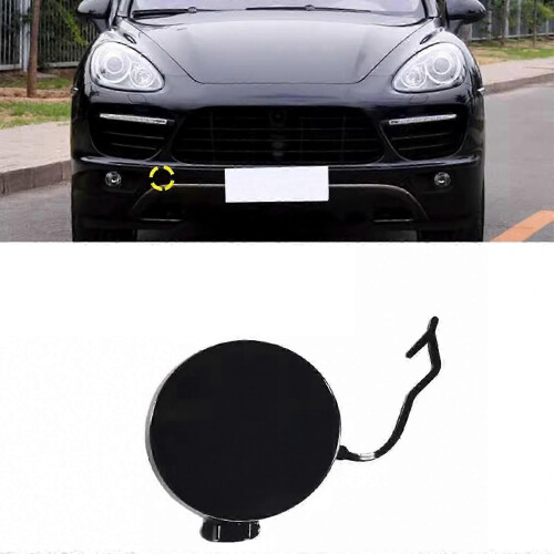 (Black Front Right Side) Front Rear Bumper Tow Hook Hole Cover Cap For Porsche Cayenne 2011-2014 Plasti