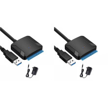 2X -auf-USB-3.0-Adapterkabel für 3,5/2,5-Zoll-SSD-HDD III-Festplattenkonverter, Unterstützt UASP-EU-Stecker