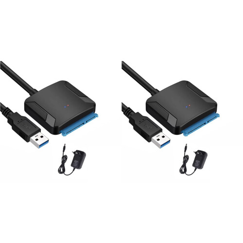 2X Cabo Adaptador  para USB 3.0 para Disco Rígido SSD HDD  III de 3,5/2,5 Polegadas, Conversor de Disco com Suporte para Plugue UE UASP