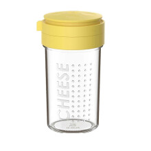 (Orange-450ml) Grated Cheese Shaker Clear Glass Spice Dispenser Kitchen Container with Lid for Seasoning Salt
