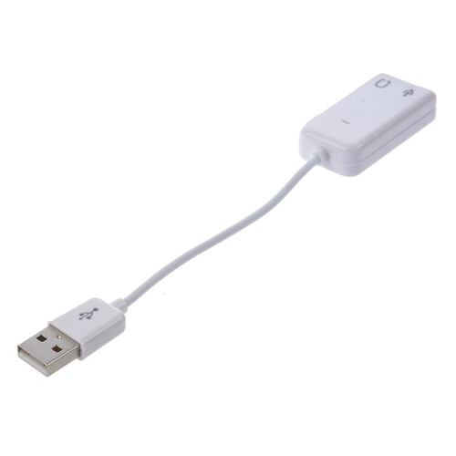 5 Pcs 3.5mm Microphone Earphone Socket USB 2.0 Sound Card Speaker Audio Adapter White 2