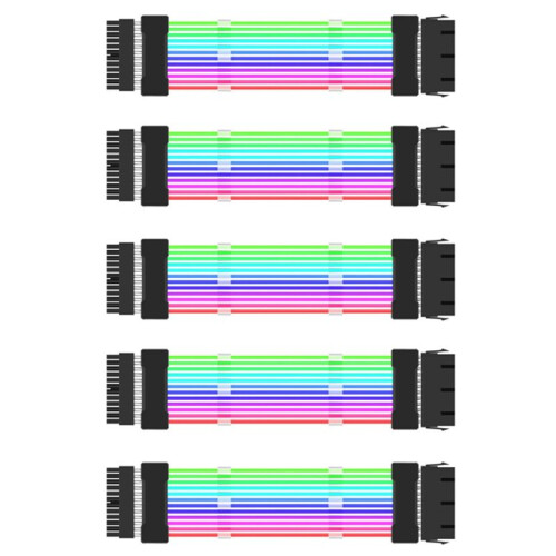 5X Câble D'Extension D'Alimentation ARGB Cordon 24 Broches Câble D'Extension RVB pour Carte Mère pour Ordinateur