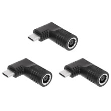3X 65W PD Female Input to USB Type C Male Power Charging Adapter for Phones,Tablets, Laptops(Black 7406 B)