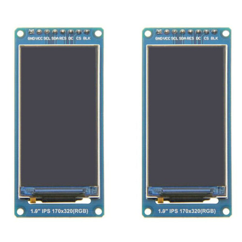 2X Tela LCD TFT de Ângulo Total IPS de 1,9 Polegadas Módulo de Exibição Colorida Porta Serial SPI Alta Definição 170x320 ST7789