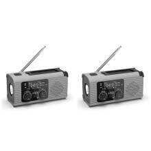 2X Notfallradio Kurbelradio Multifunktions-AM/FM/NOAA Solar-Kurbel-Notfallradio SOS-Alarm 4000mAh Grau