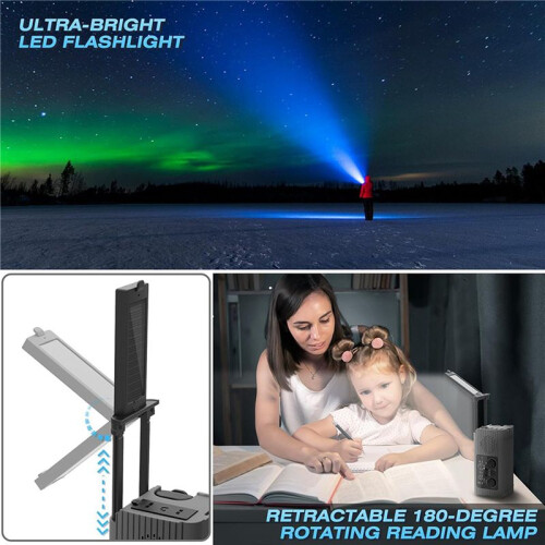 2X Notfallradio Kurbelradio Multifunktions-AM/FM/NOAA Solar-Kurbel-Notfallradio SOS-Alarm 4000mAh Grau 2