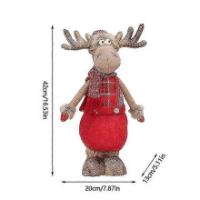 (E) Christmas Stretchable Doll Decoration Deer Elk Doll Fabric Retractable Standing Sitting Posture Deer Doll Gifts Navidad Natal