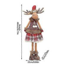 (D) Christmas Stretchable Doll Decoration Deer Elk Doll Fabric Retractable Standing Sitting Posture Deer Doll Gifts Navidad Natal