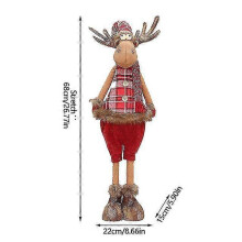 (C) Christmas Stretchable Doll Decoration Deer Elk Doll Fabric Retractable Standing Sitting Posture Deer Doll Gifts Navidad Natal
