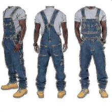 (3XL) "Men's Plus Size Denim Overalls Fashion Jeans Denim Bib Loose Multiple Pockets Adjustable Straps-Good-ss"