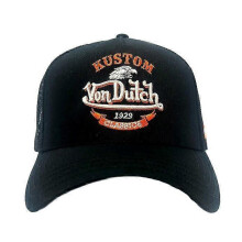 (Black and Orange Kustom Classics Logo Trucker Hat) Von Dutch Trucker Hats / All Styles