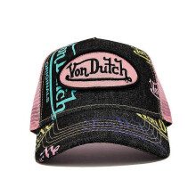 (Dark Denim Pink Logo Trucker) Von Dutch Trucker Hats / All Styles