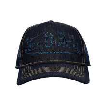 (Von Dutch Rhinestone Logo Denim Trucker) Von Dutch Trucker Hats / All Styles