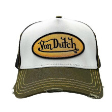 (Olive and Yellow Classic Distressed Trucker) Von Dutch Trucker Hats / All Styles