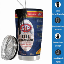 (20Oz, S-STP) 20Oz WD40 Stainless Steel Vacuum Tumbler Double Wall Insulated STP Engine Oil Filter Print with Straw and Lid Cold Hot drink cup
