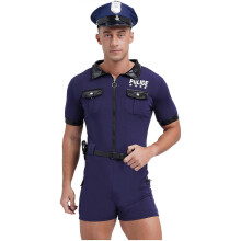 (One Size) Mens Cop Officer Outfits Policeman Fancy Dress Costume Cosplay Halloween Police